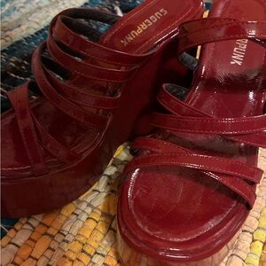 Sugarpunk Red Platform Sandals Y2K Strappy Heels